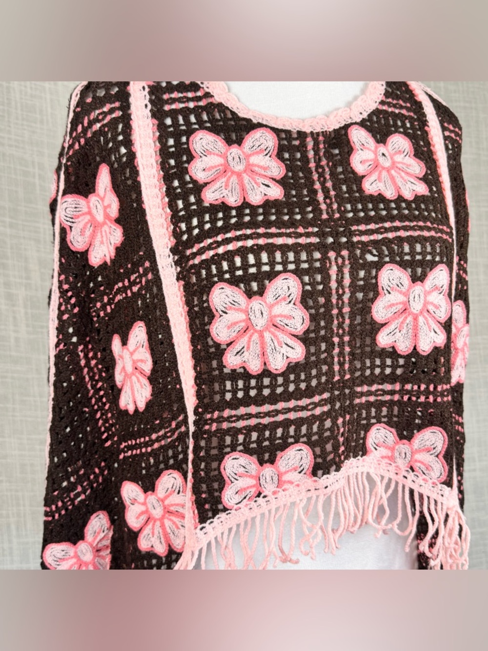 House of Harlow 1960 Crochet Floral Sweater Boho Festival Fringe Top - Picture 6 of 8
